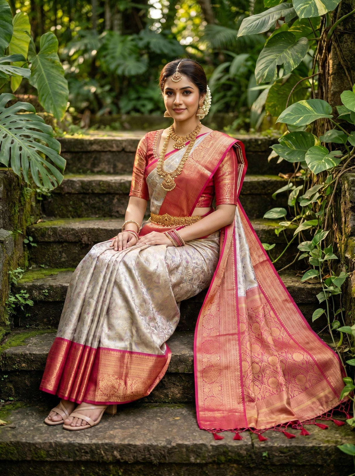 MIMOSA Violet Kanjivaram Art Silk Saree — pose 7 styling detail