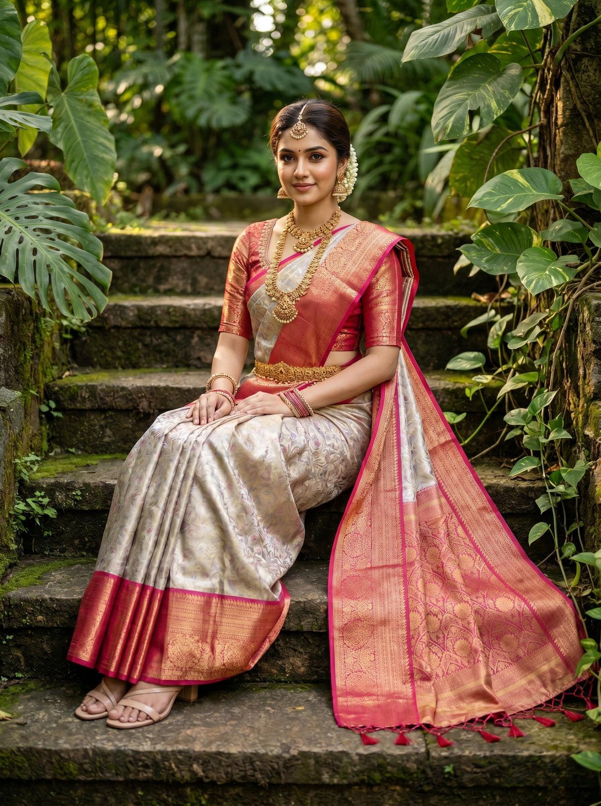 MIMOSA Violet Kanjivaram Art Silk Saree β pose 7 styling detail