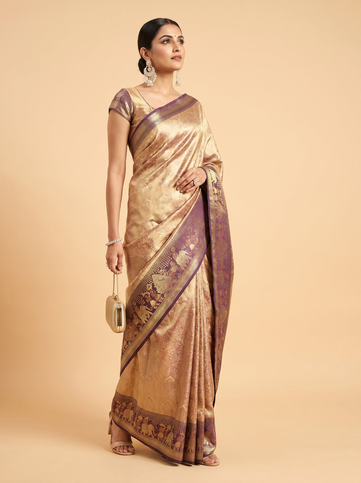 MIMOSA Maroon Kanjivaram Art Silk Saree β pose 7 styling detail