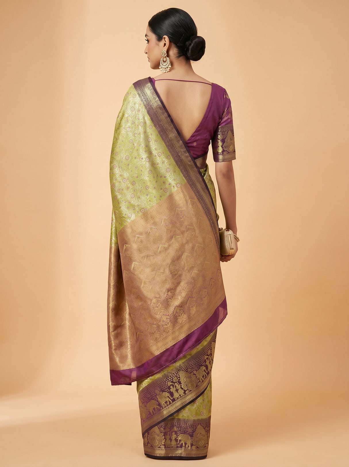 MIMOSA Olive Kanjivaram Art Silk Saree β Blouse fabric with zari work