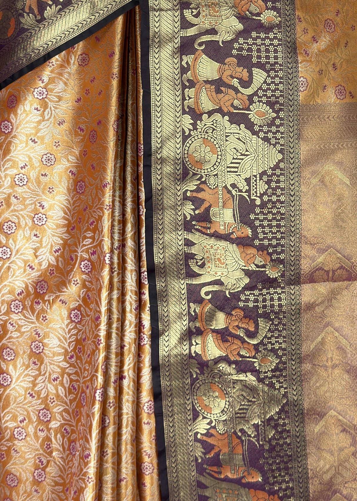 MIMOSA Orange Kanjivaram Art Silk Saree β fleets shot full lifestyle