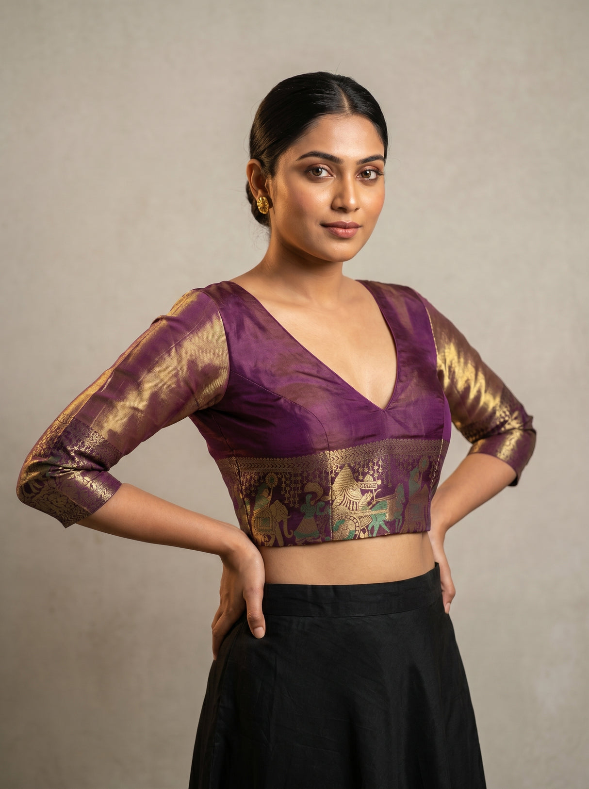 MIMOSA Rama Kanjivaram Art Silk Saree β blouse close-up