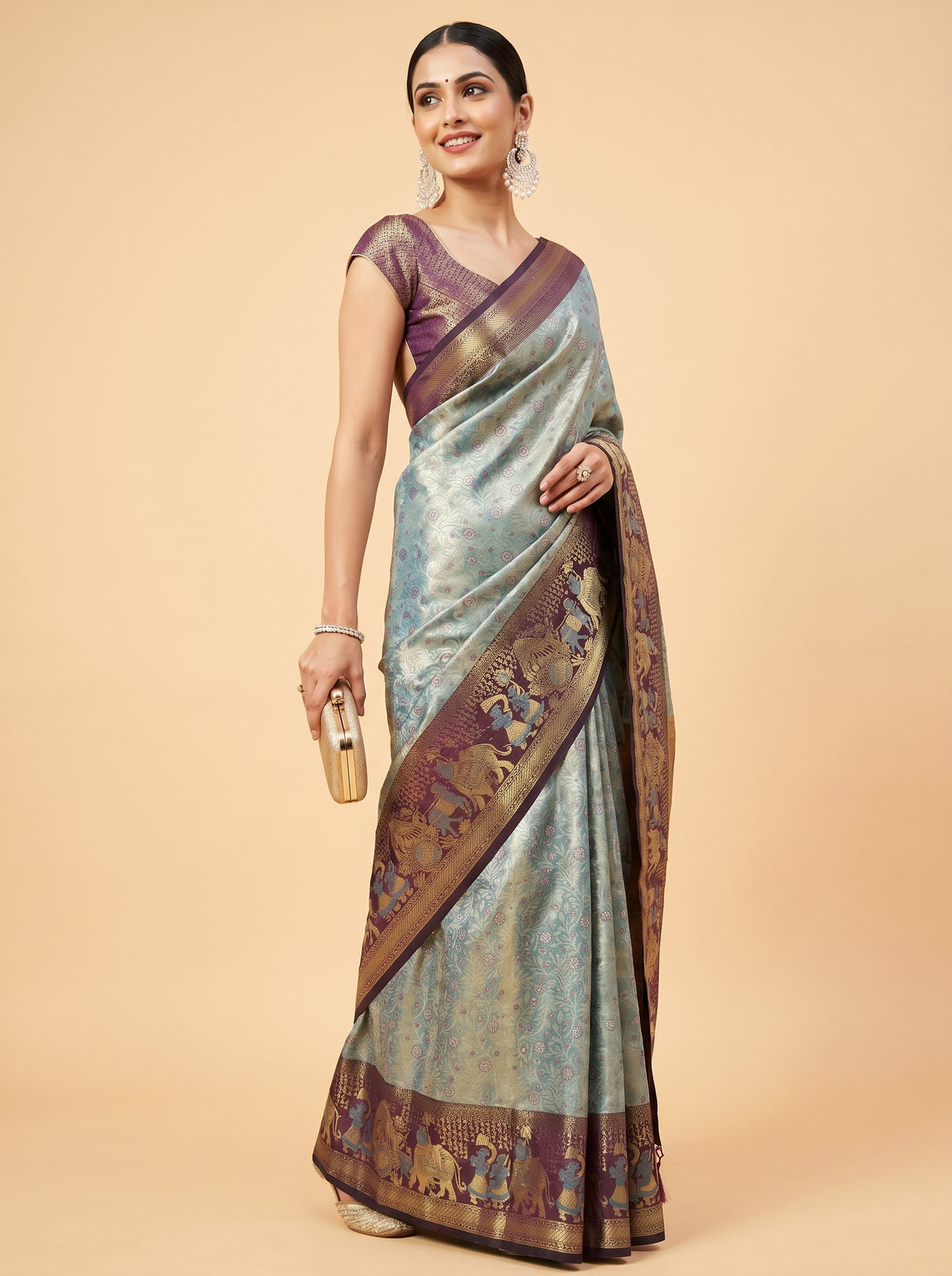 MIMOSA Saffire Kanjivaram Art Silk Saree β pose 7 styling detail