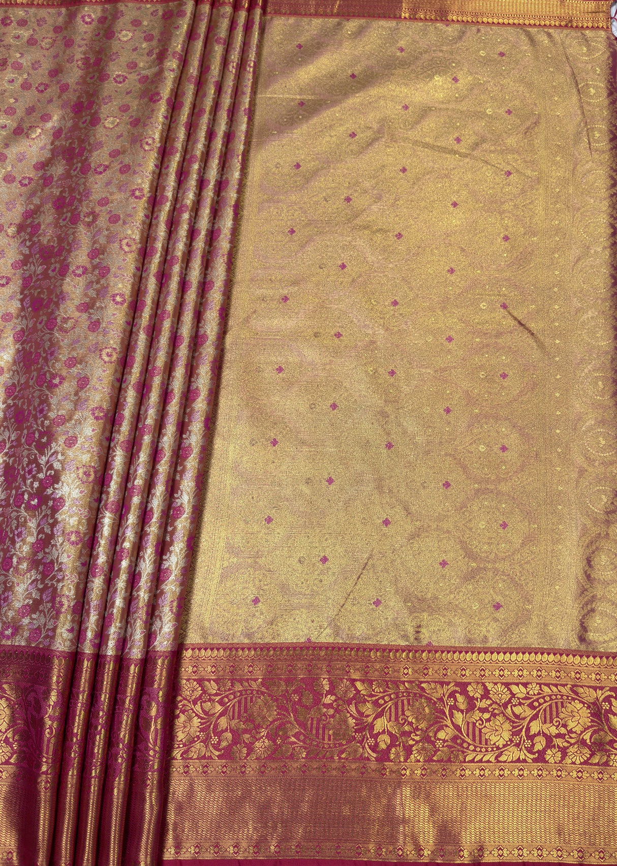 MIMOSA Gajari Kanjivaram Art Silk Saree β pallu and zari work detail