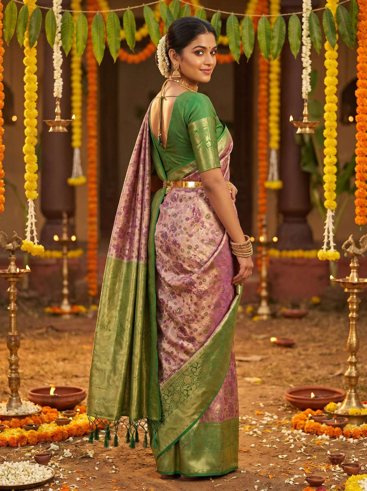 MIMOSA Magenta Kanjivaram Art Silk Saree — pose 9 styling detail