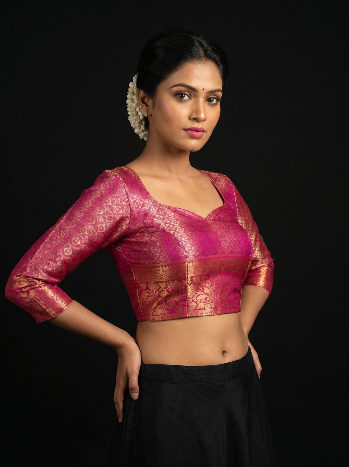 MIMOSA Maroon Kanjivaram Art Silk Saree β blouse close-up