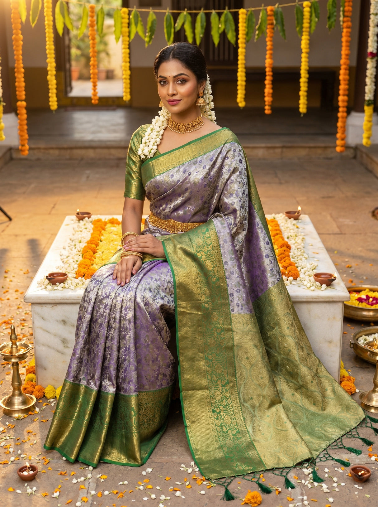 MIMOSA Violet Kanjivaram Art Silk Saree β pose 8 styling detail