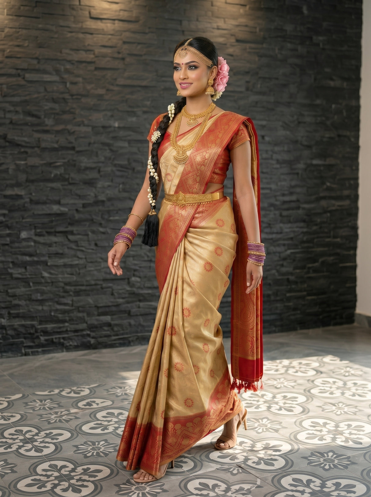 MIMOSA Chiku Saree Saree — pose 6 styling detail
