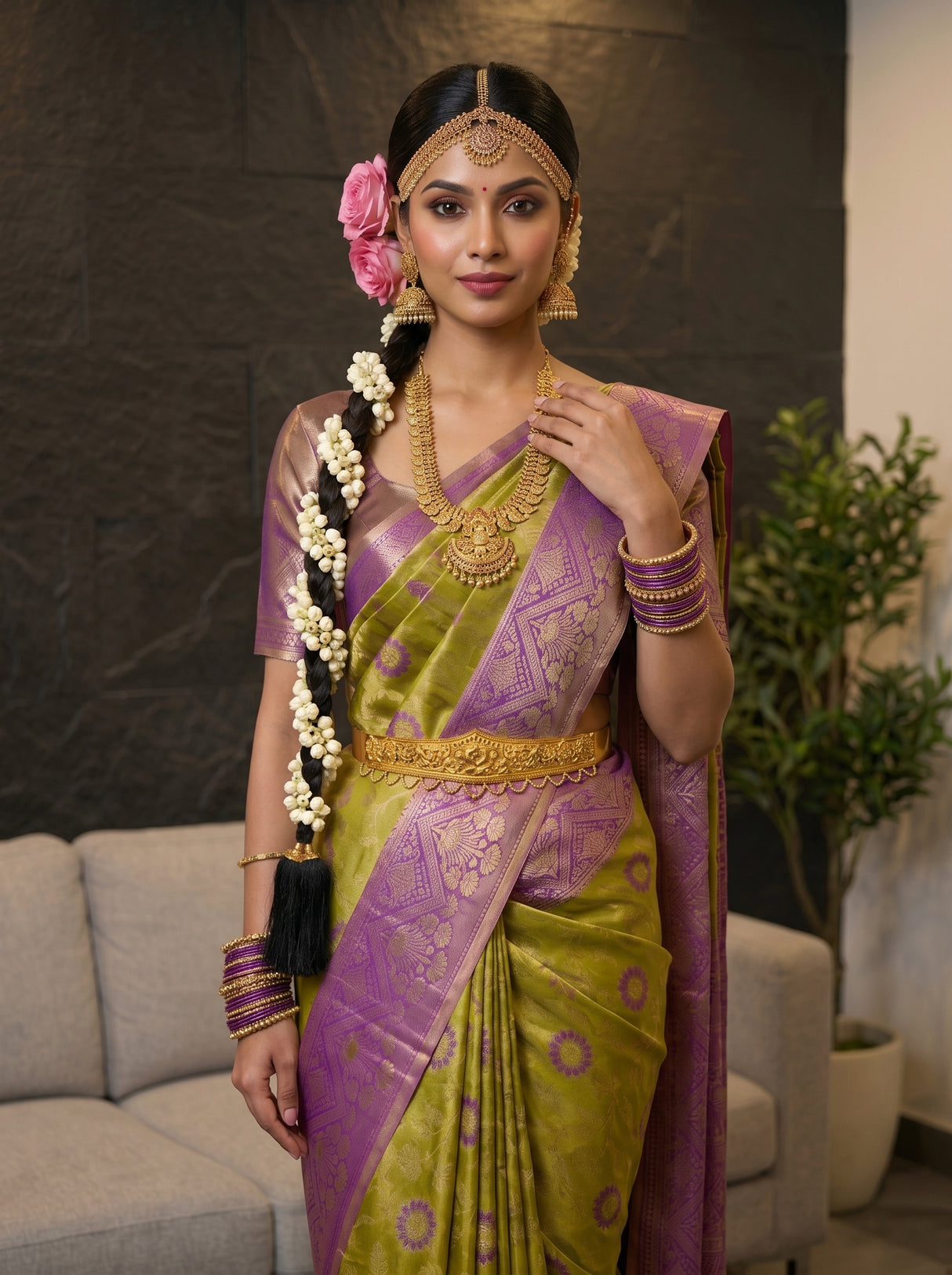 MIMOSA Olive Saree Saree — pose 10 styling detail