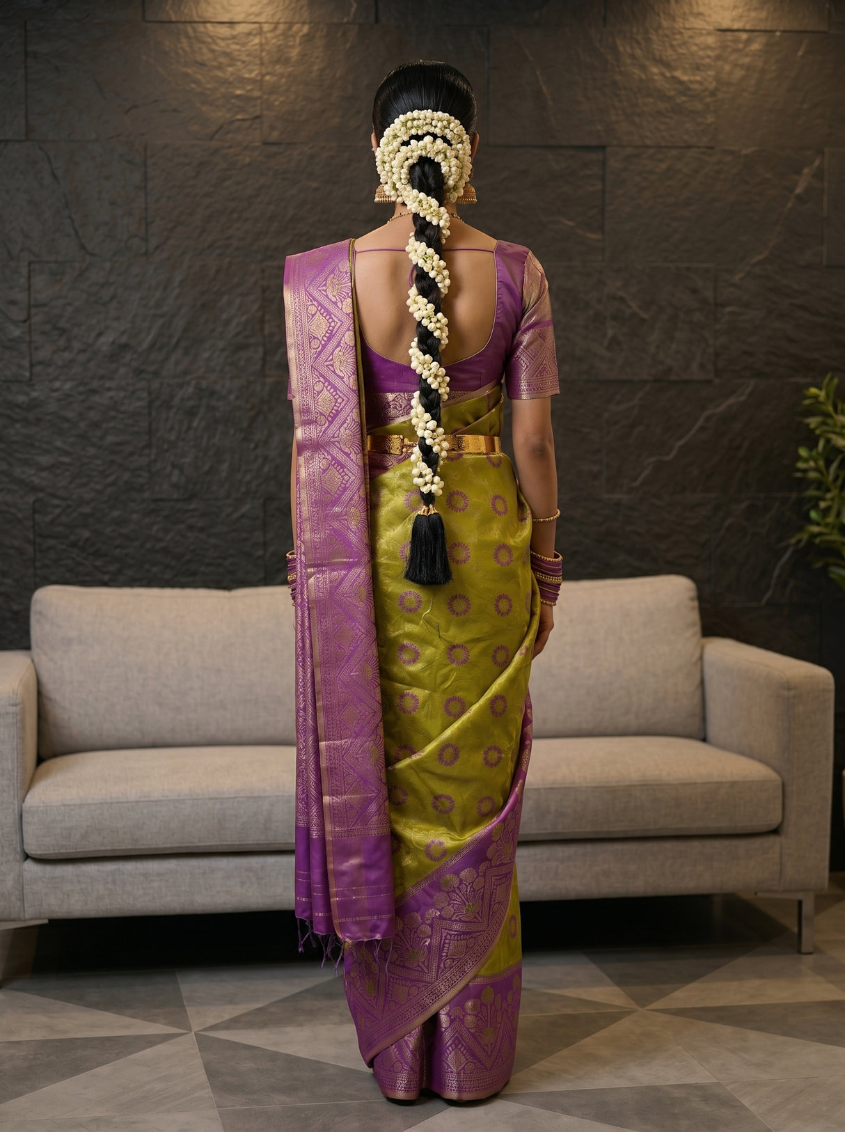 MIMOSA Olive Saree Saree — pose 2 styling detail