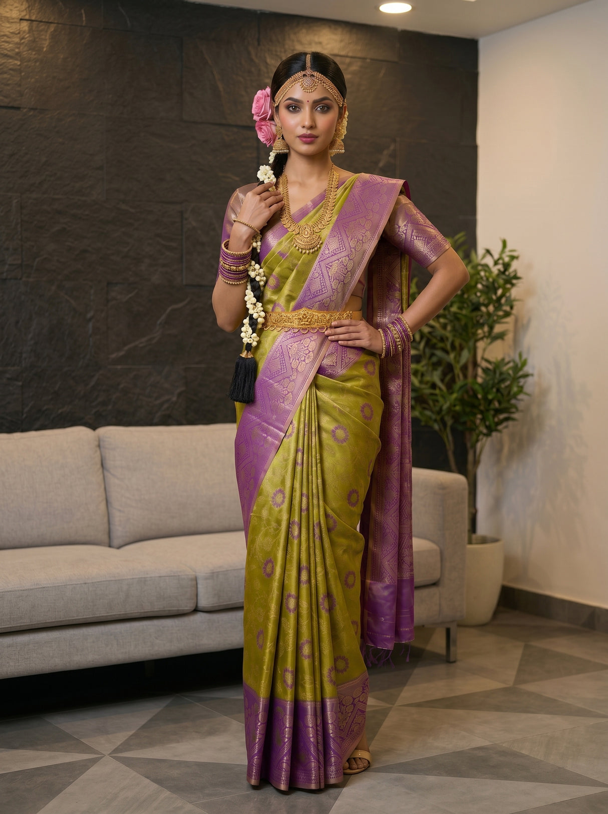 MIMOSA Olive Saree Saree — pose 4 styling detail