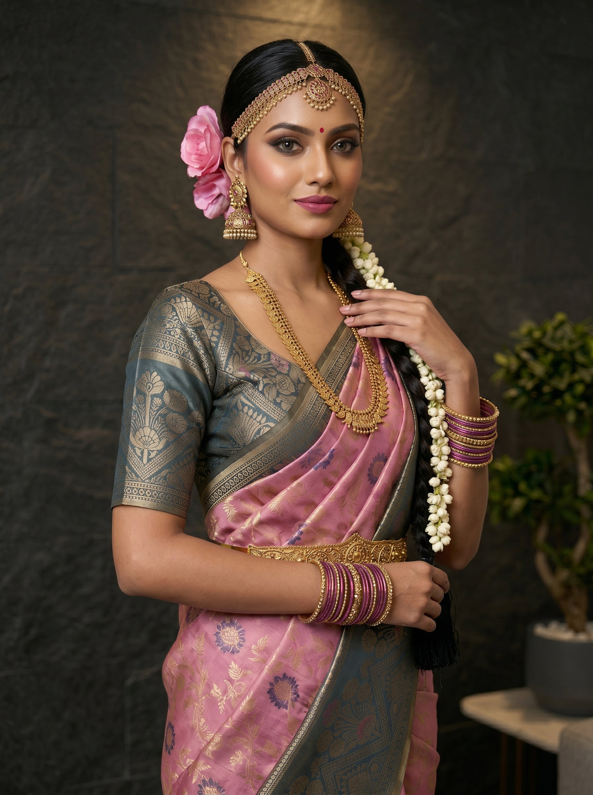 MIMOSA Pink Saree Saree — pose 10 styling detail