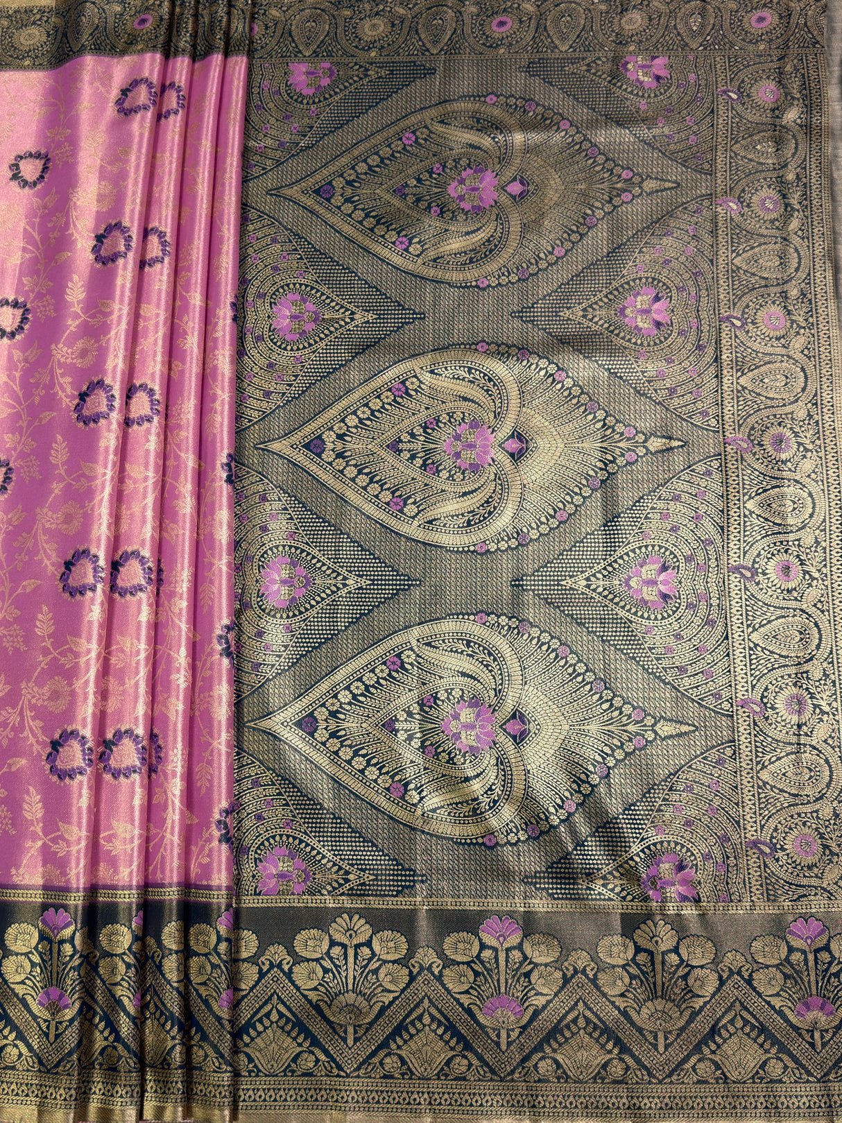 MIMOSA Pink Saree Saree — pallu and zari work detail