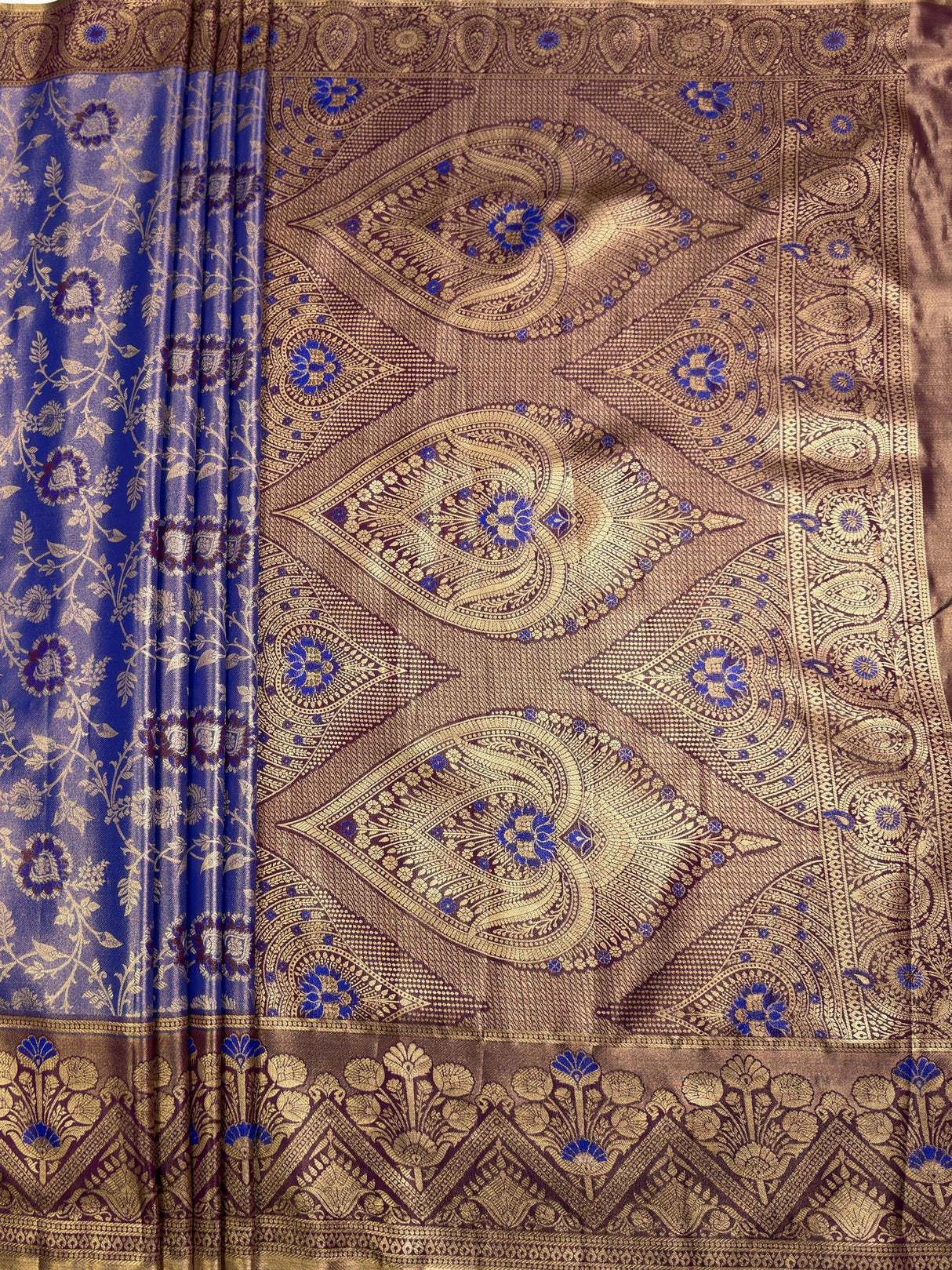 MIMOSA Royal Blue Saree Saree — pallu and zari work detail