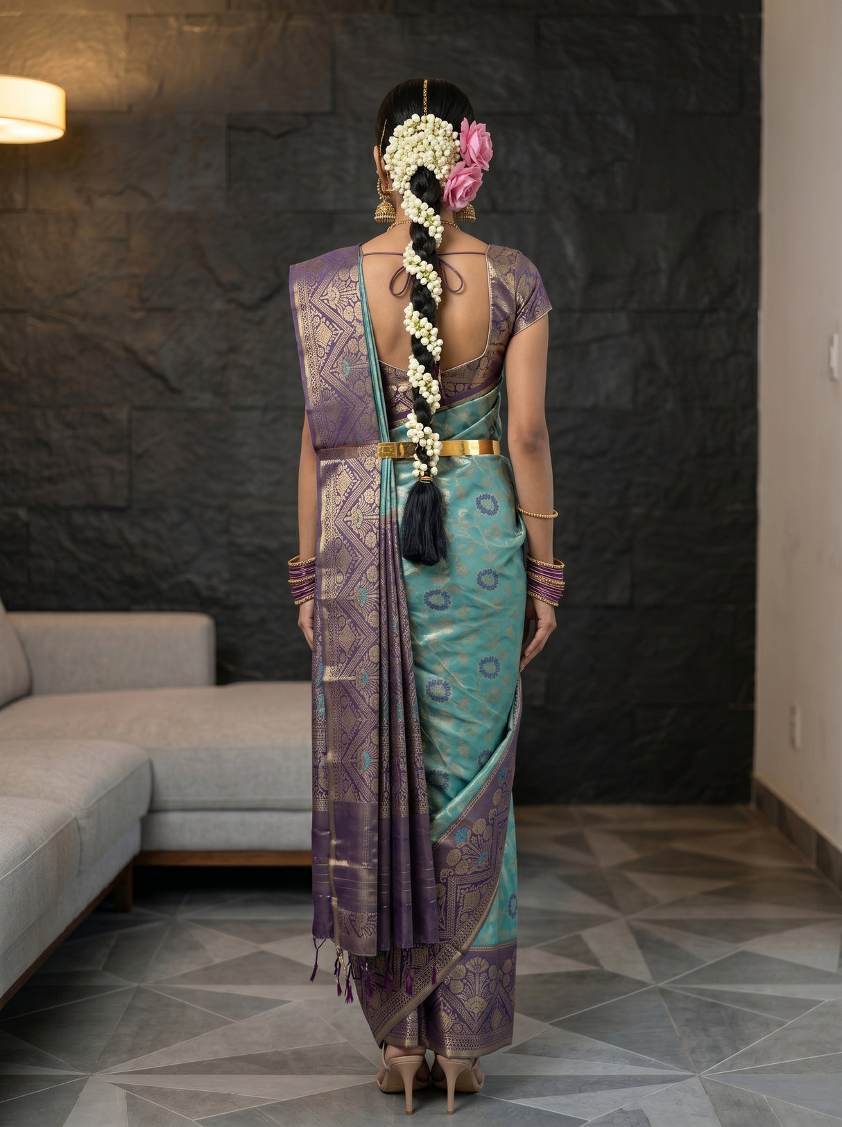 MIMOSA Sapphire Saree Saree — pose 2 styling detail