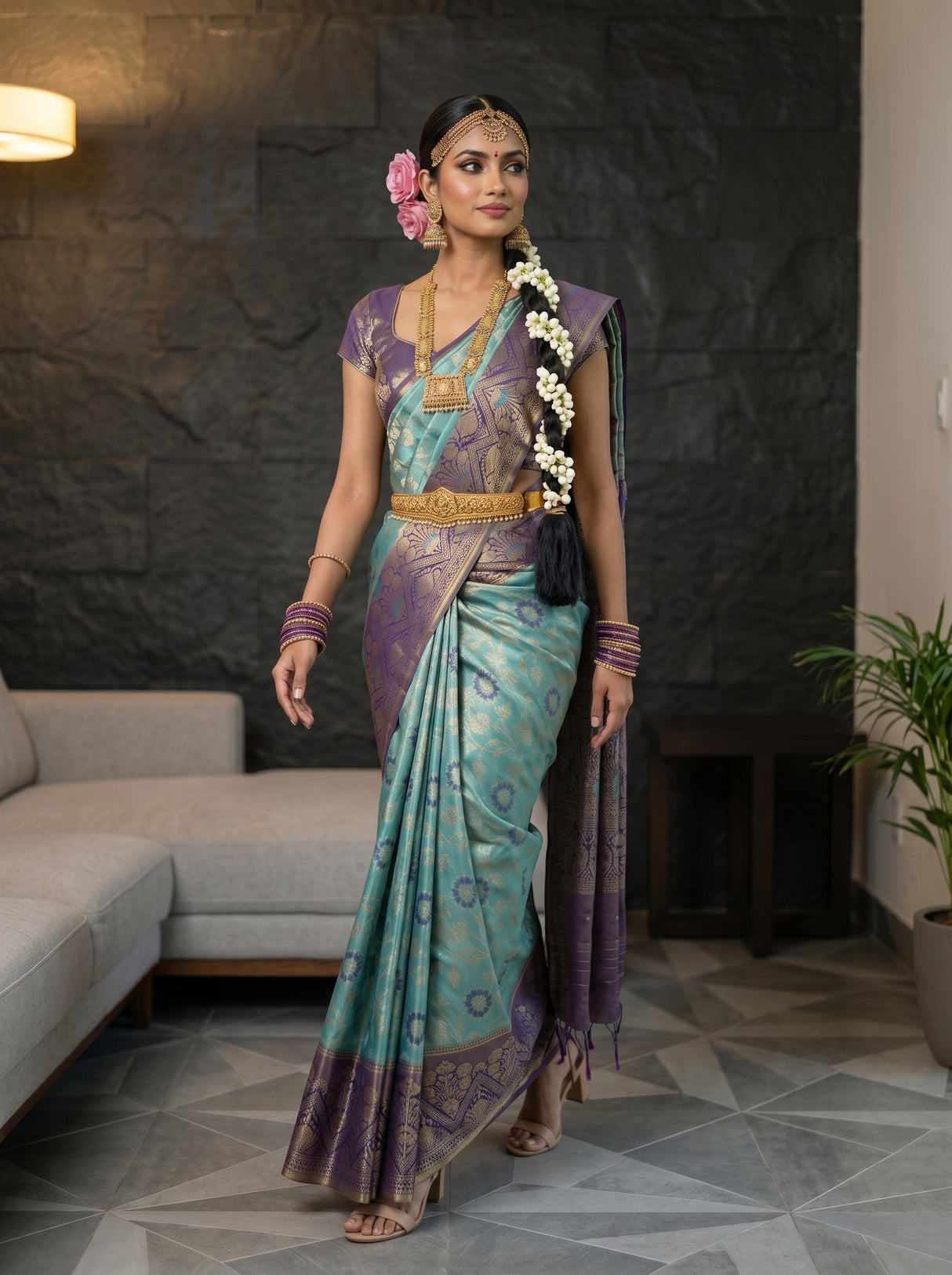 MIMOSA Sapphire Saree Saree — pose 6 styling detail