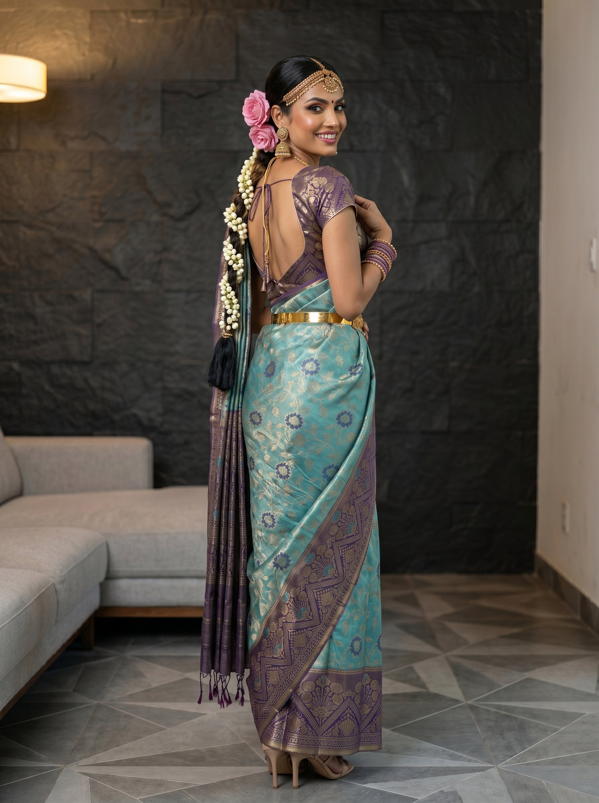 MIMOSA Sapphire Saree Saree — pose 7 styling detail