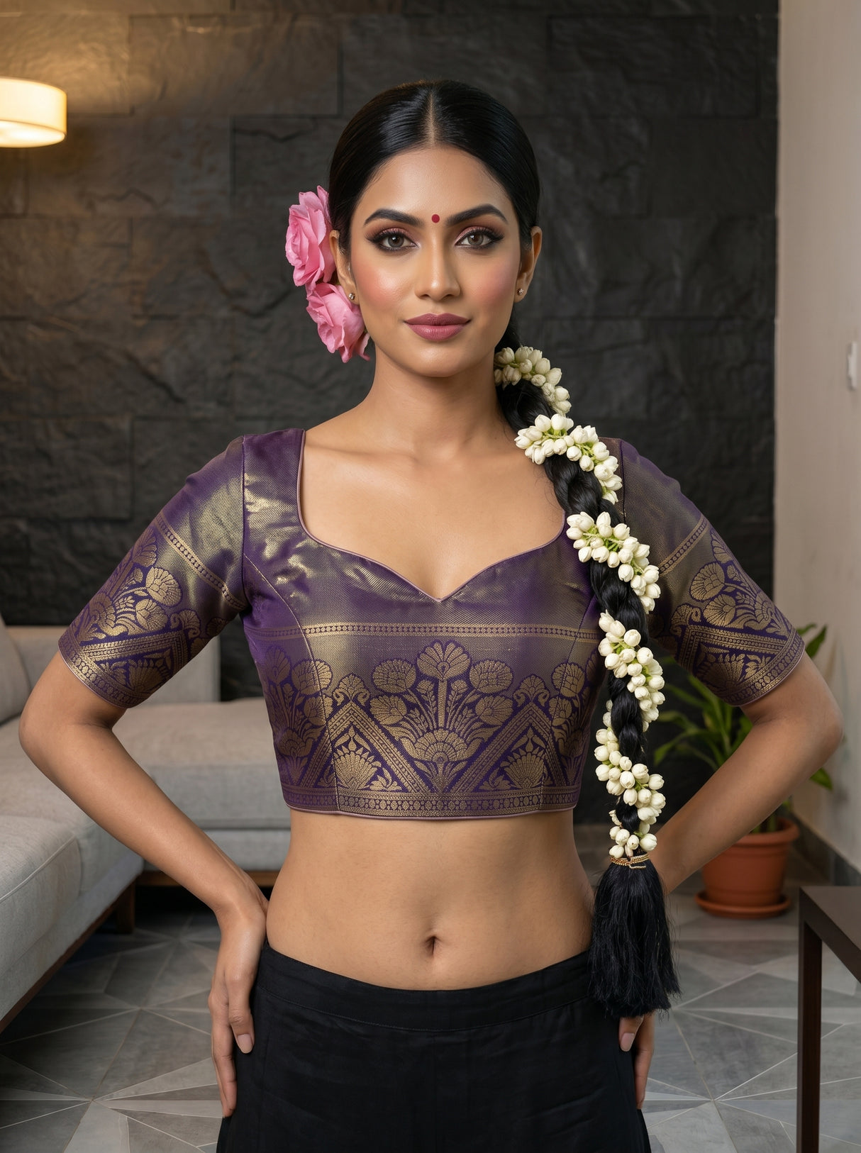 MIMOSA Sapphire Saree Saree — blouse close-up