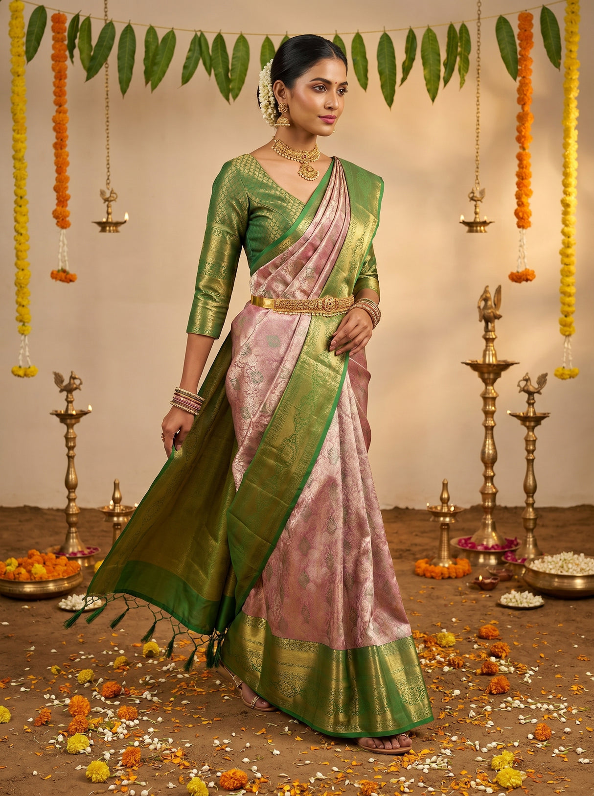 MIMOSA Magenta Kanjivaram Art Silk Saree β pose 7 styling detail