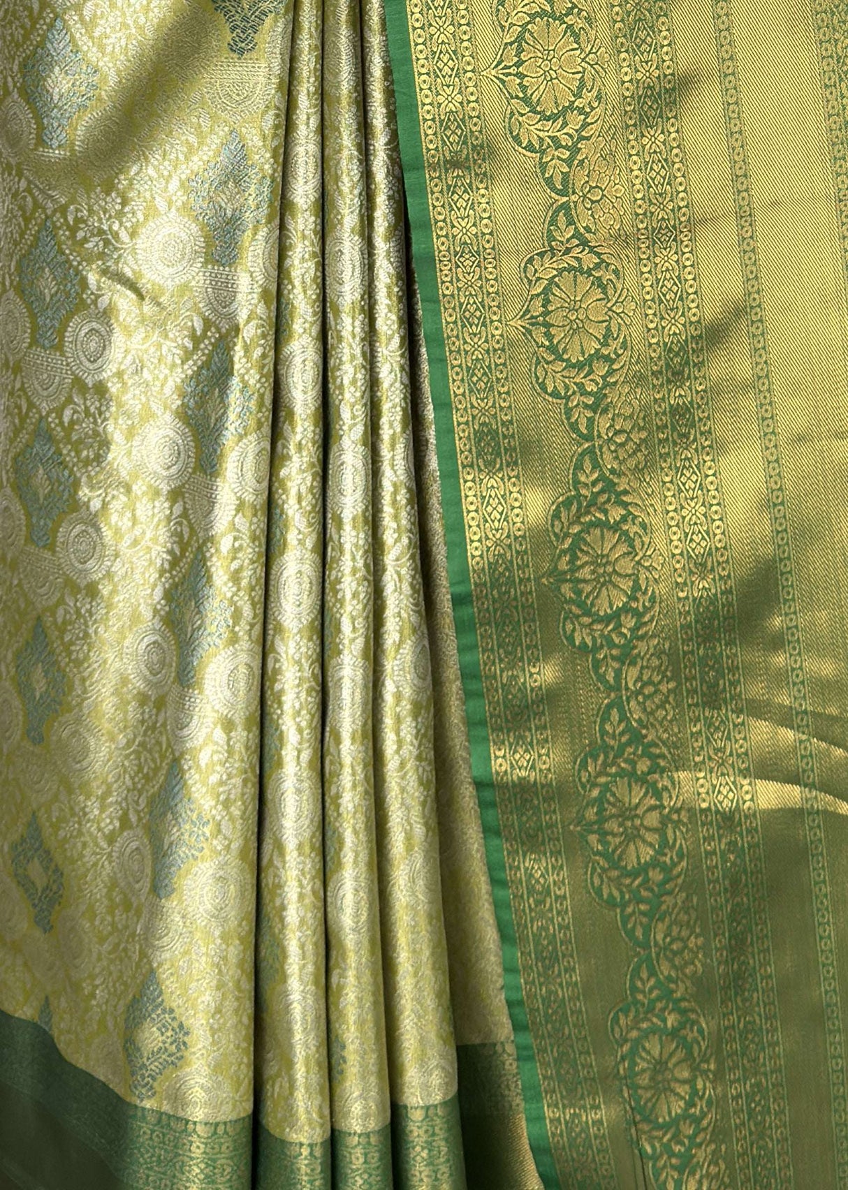 MIMOSA Olive Kanjivaram Art Silk Saree — fleets shot full lifestyle