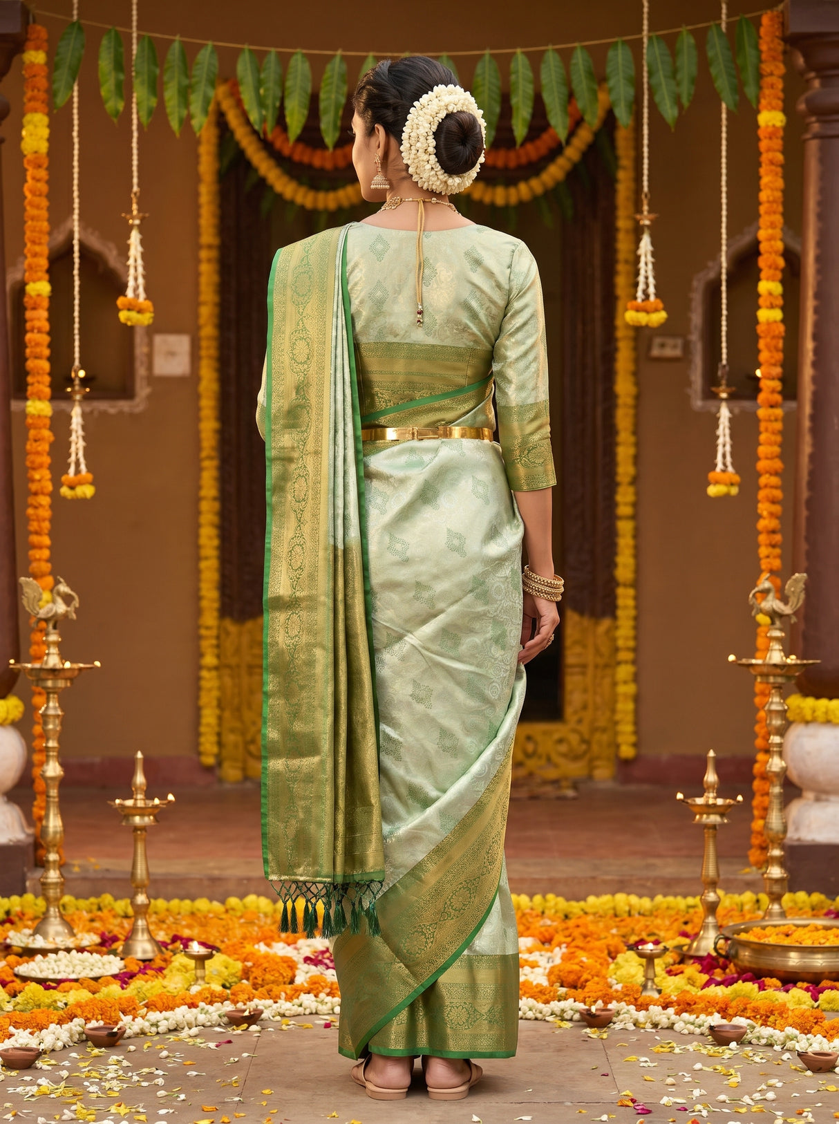 MIMOSA Pista Kanjivaram Art Silk Saree β Blouse Fabric Detail
