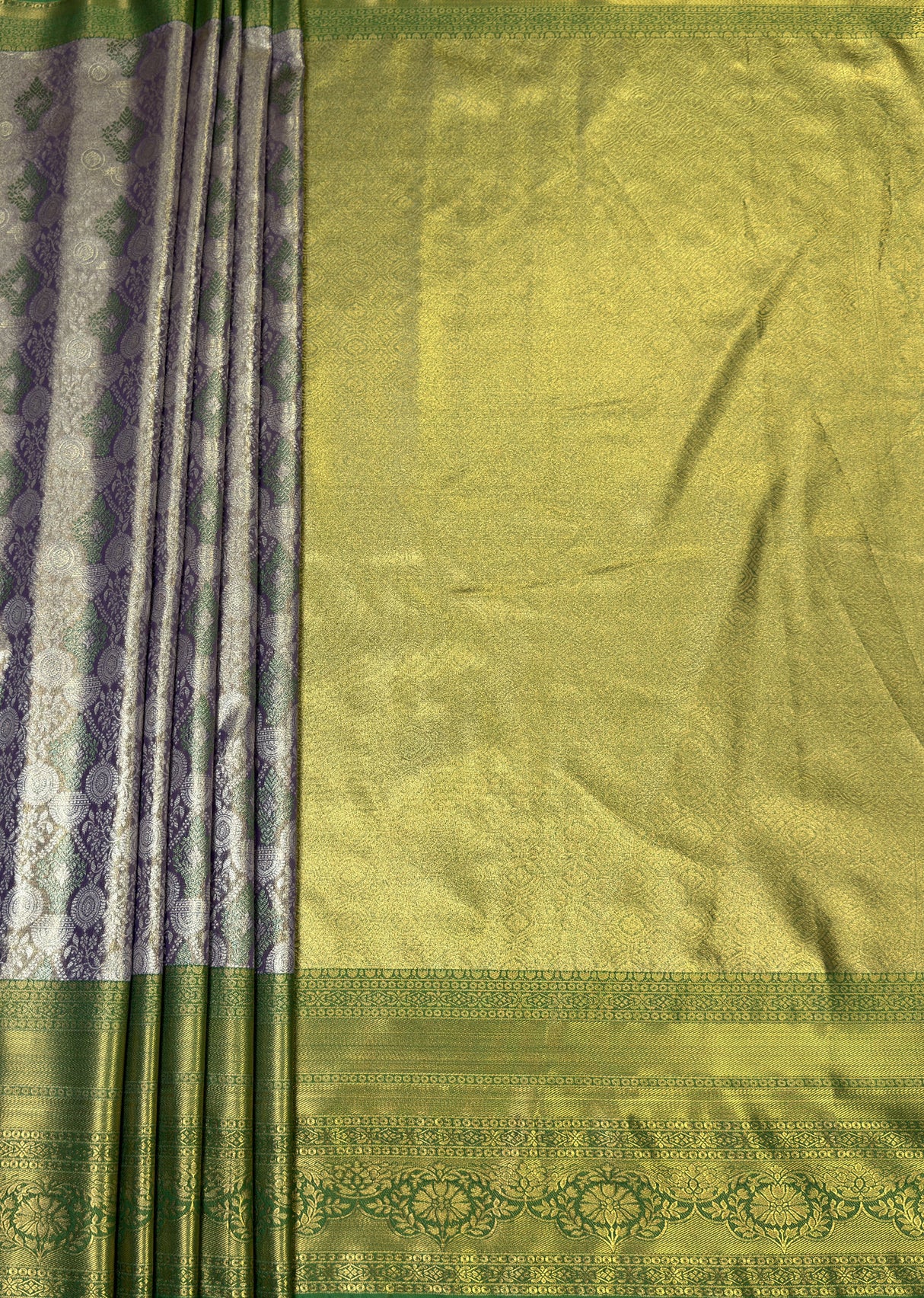 MIMOSA Violet Kanjivaram Art Silk Saree β pallu and zari work detail