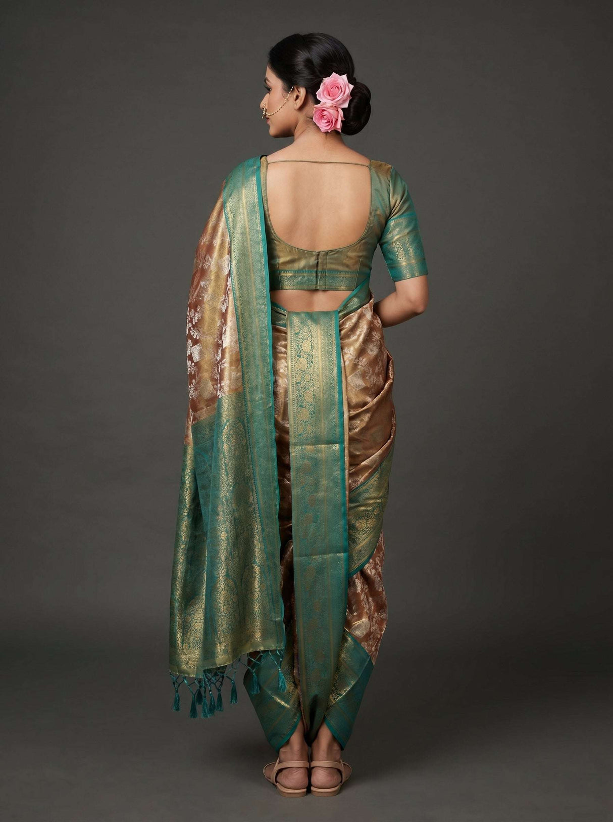 MIMOSA Maroon Kanjivaram Art Silk Saree — Blouse Fabric Detail
