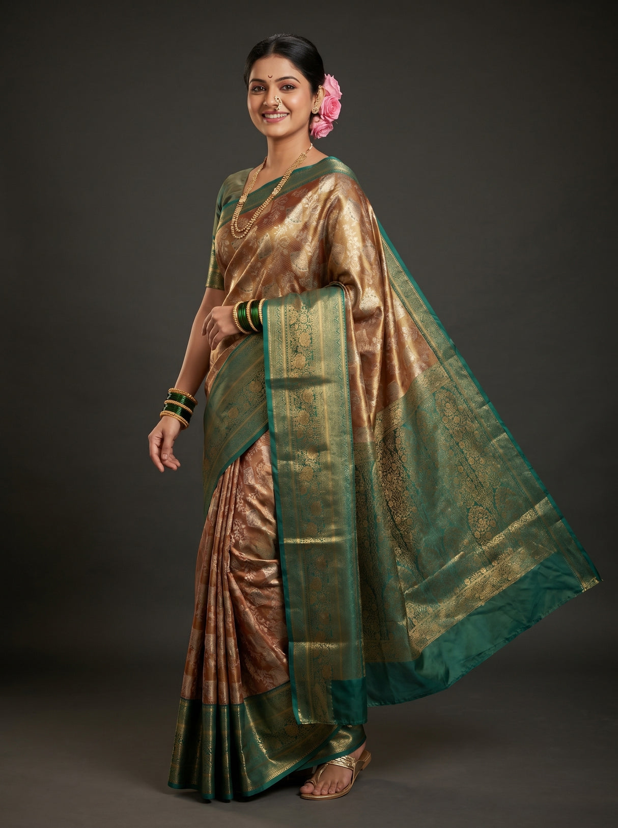 MIMOSA Maroon Kanjivaram Art Silk Saree β pose 5 styling detail