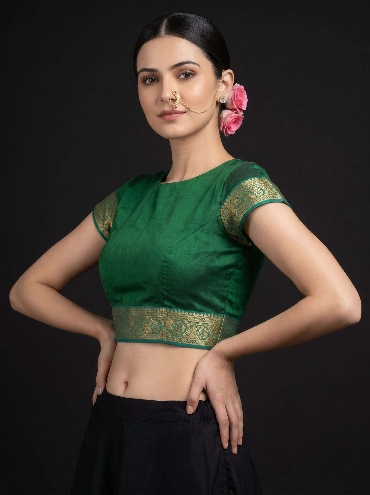 MIMOSA Maroon Kanjivaram Art Silk Saree — blouse close-up