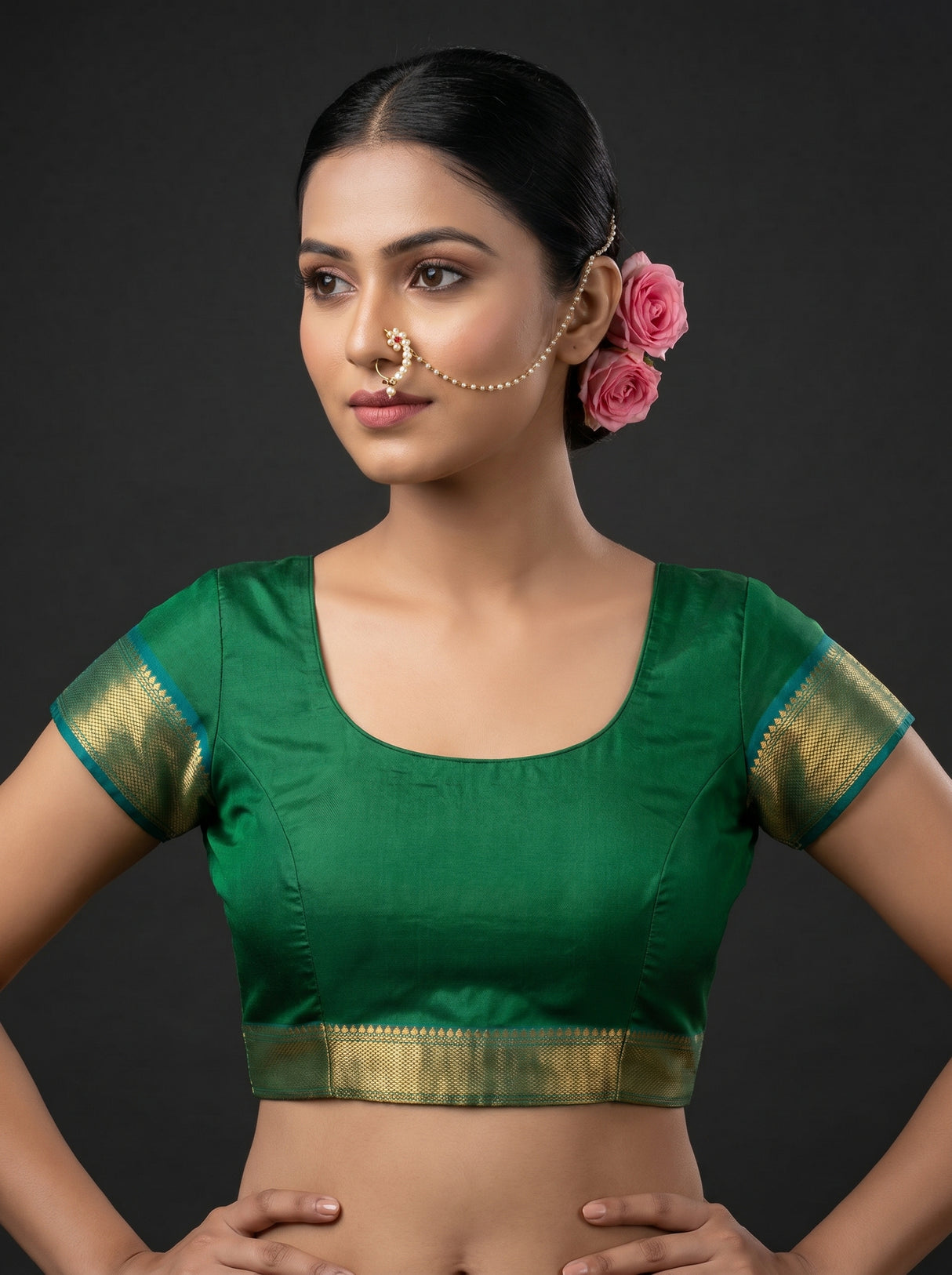 MIMOSA Orange Kanjivaram Art Silk Saree β blouse close-up