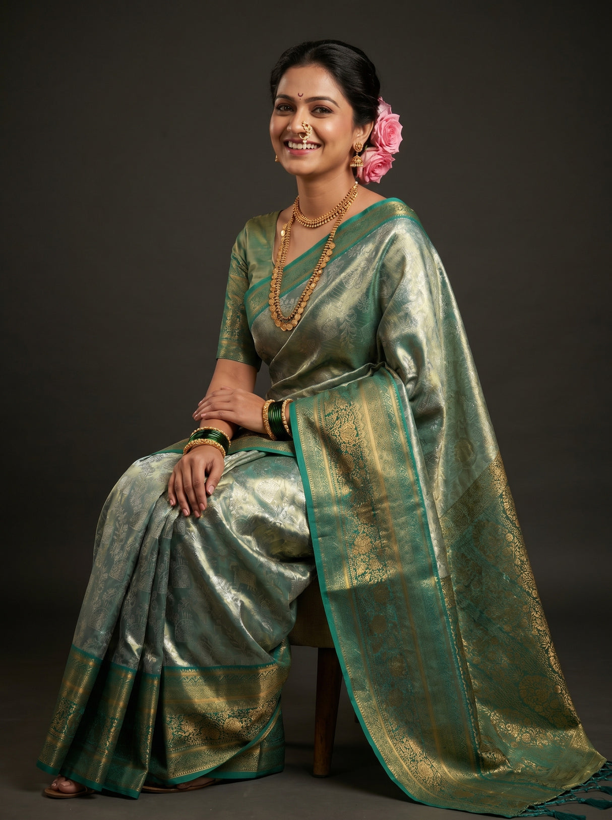 MIMOSA Saffire Kanjivaram Art Silk Saree β pose 8 styling detail