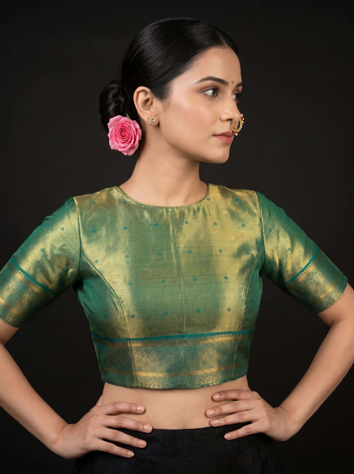 MIMOSA Saffire Kanjivaram Art Silk Saree — blouse close-up