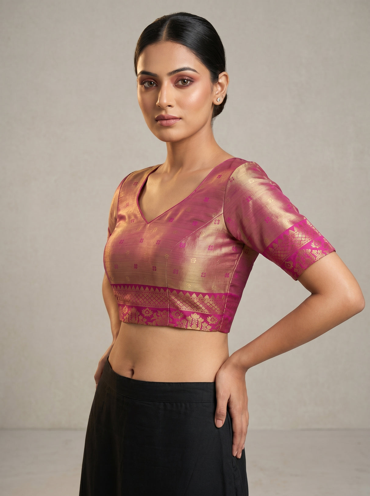 MIMOSA Gajari Kanjivaram Art Silk Saree β blouse close-up