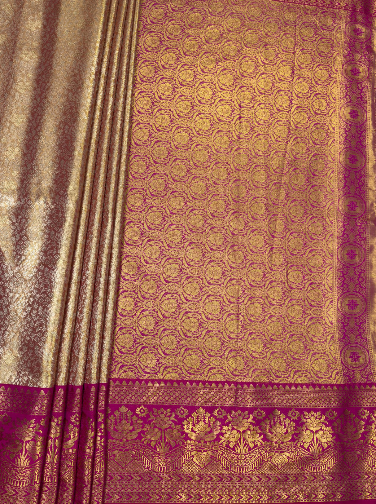 MIMOSA Gajari Kanjivaram Art Silk Saree β pallu and zari work detail