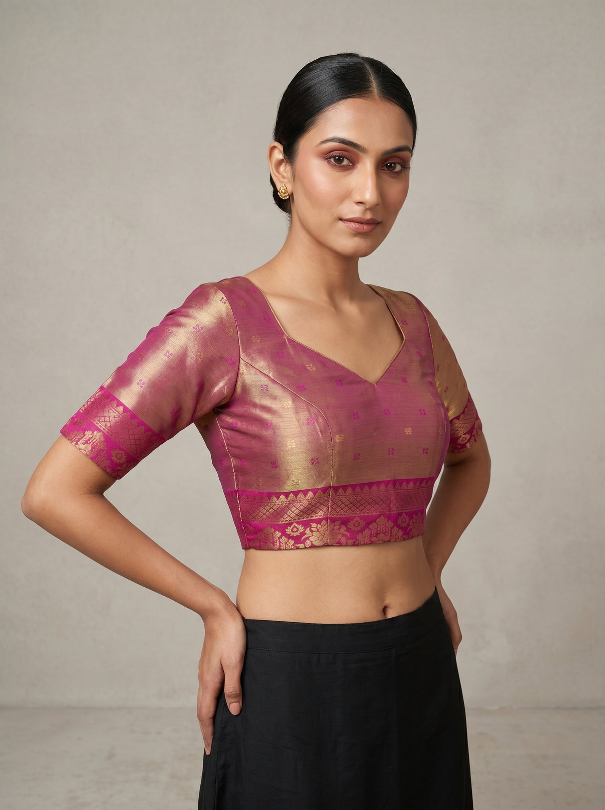 MIMOSA Rama Kanjivaram Art Silk Saree β blouse close-up