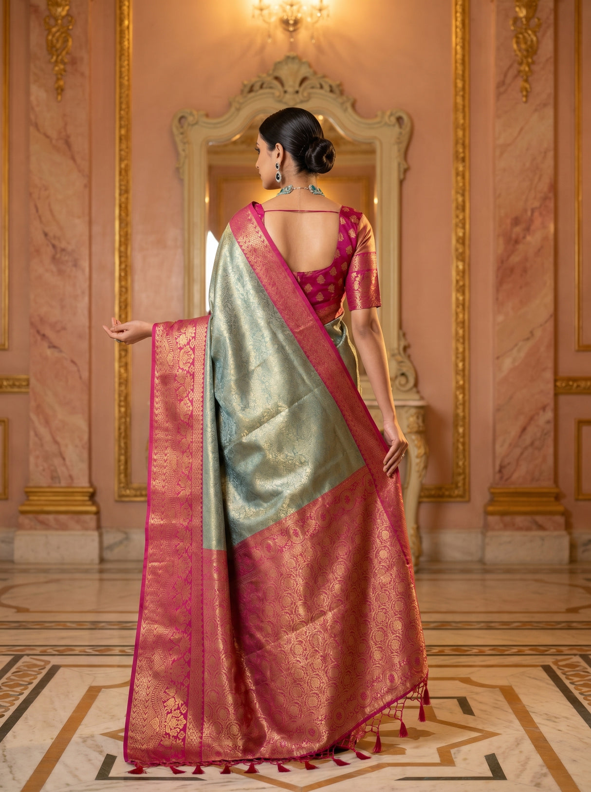 MIMOSA Saffire Kanjivaram Art Silk Saree β Unstitched Blouse Piece