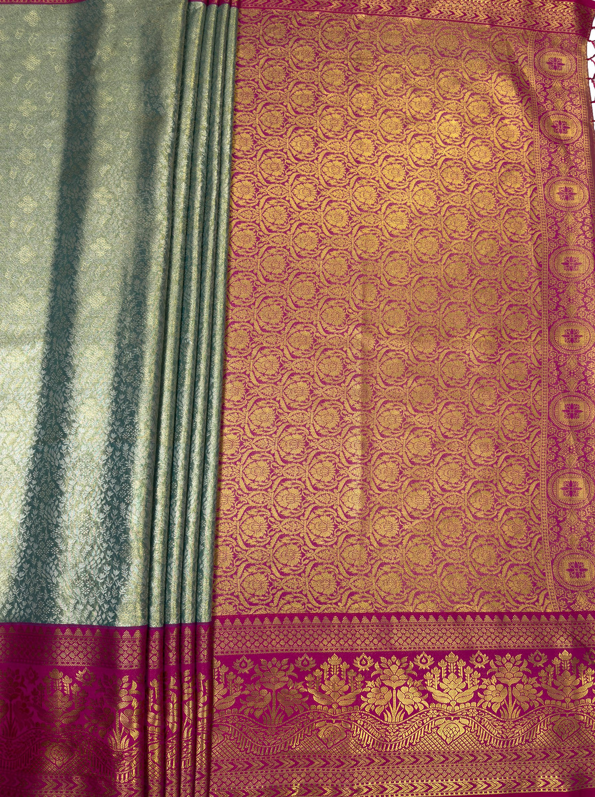 MIMOSA Saffire Kanjivaram Art Silk Saree β pallu and zari work detail