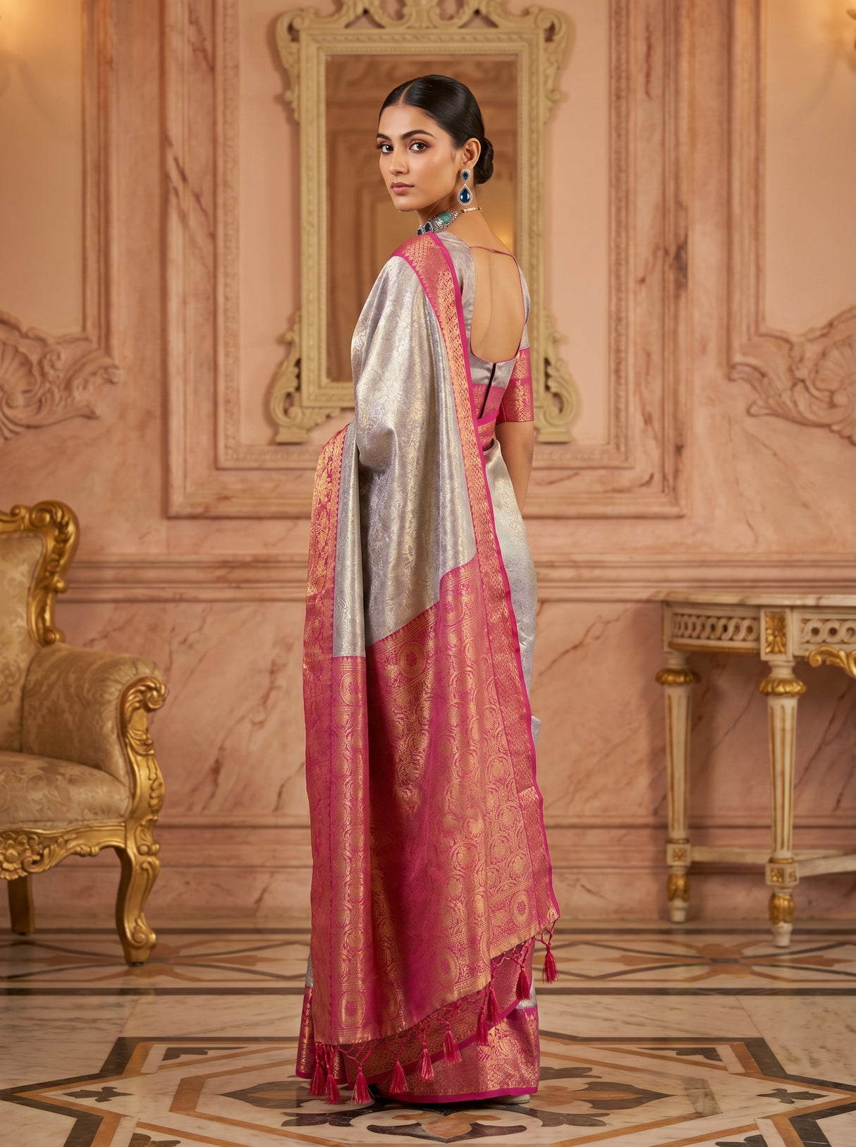 MIMOSA Violet Kanjivaram Art Silk Saree β pose 9 styling detail