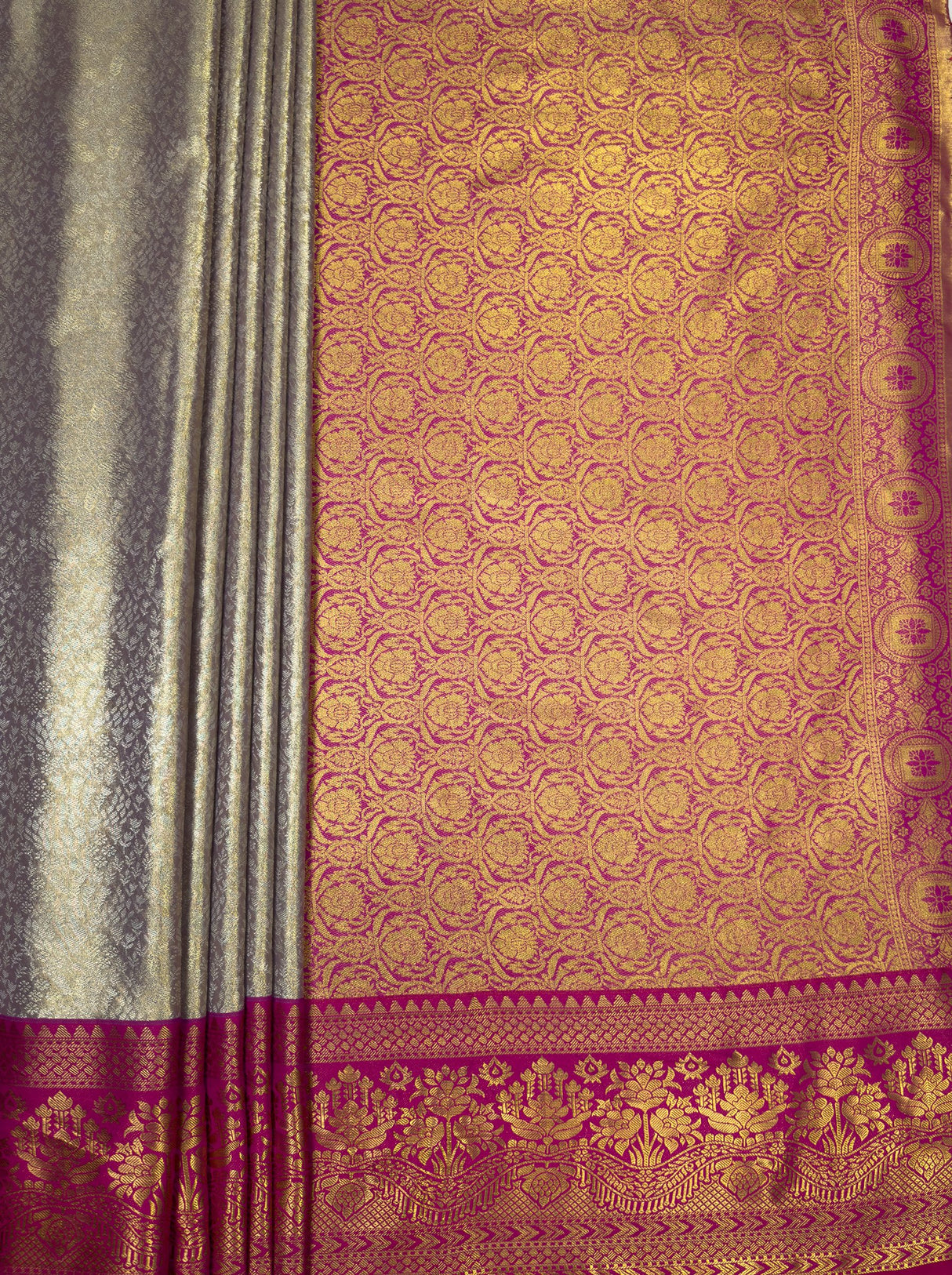 MIMOSA Violet Kanjivaram Art Silk Saree β pallu and zari work detail