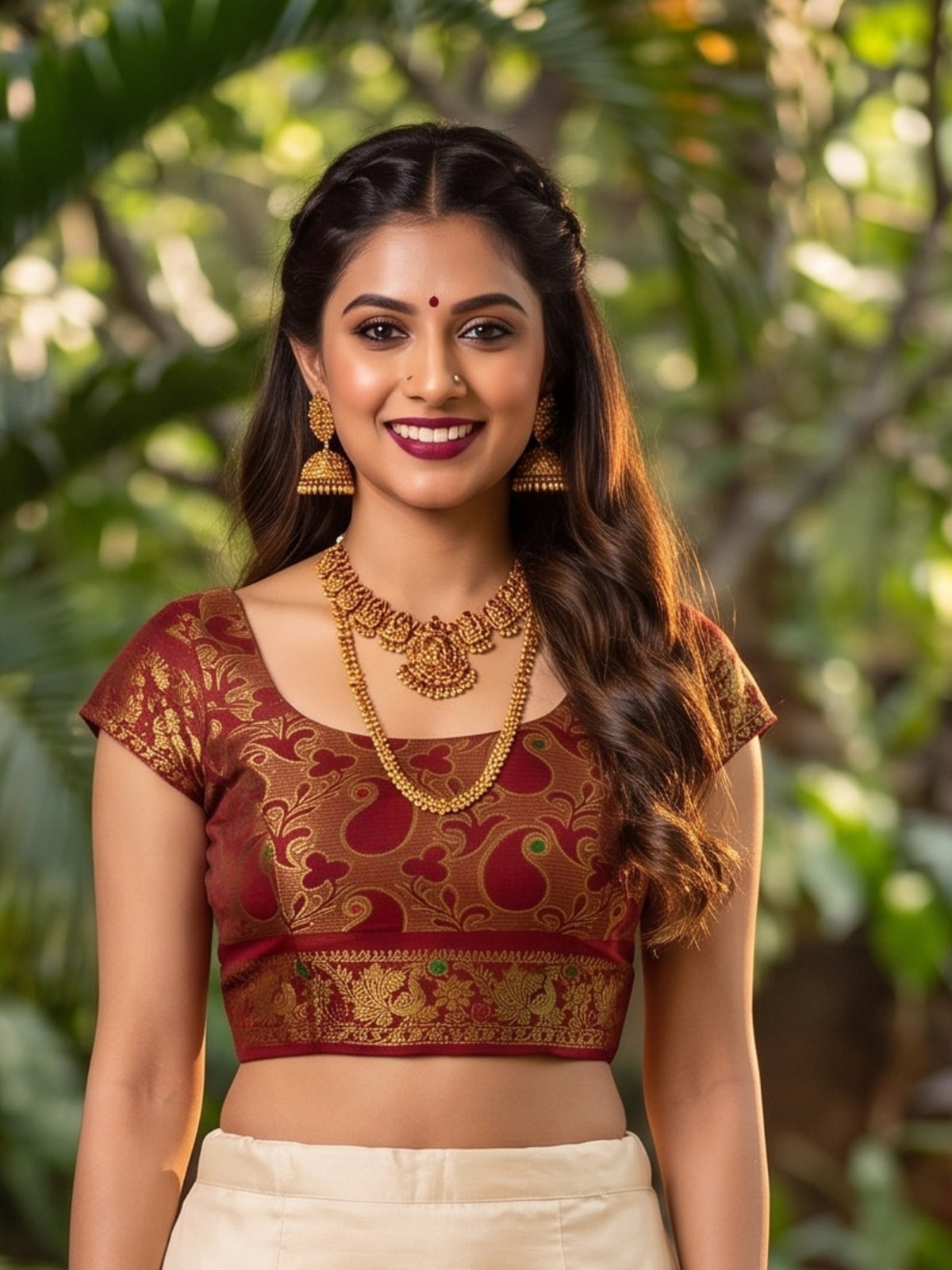 MIMOSA White Kanjivaram Saree — blouse close-up
