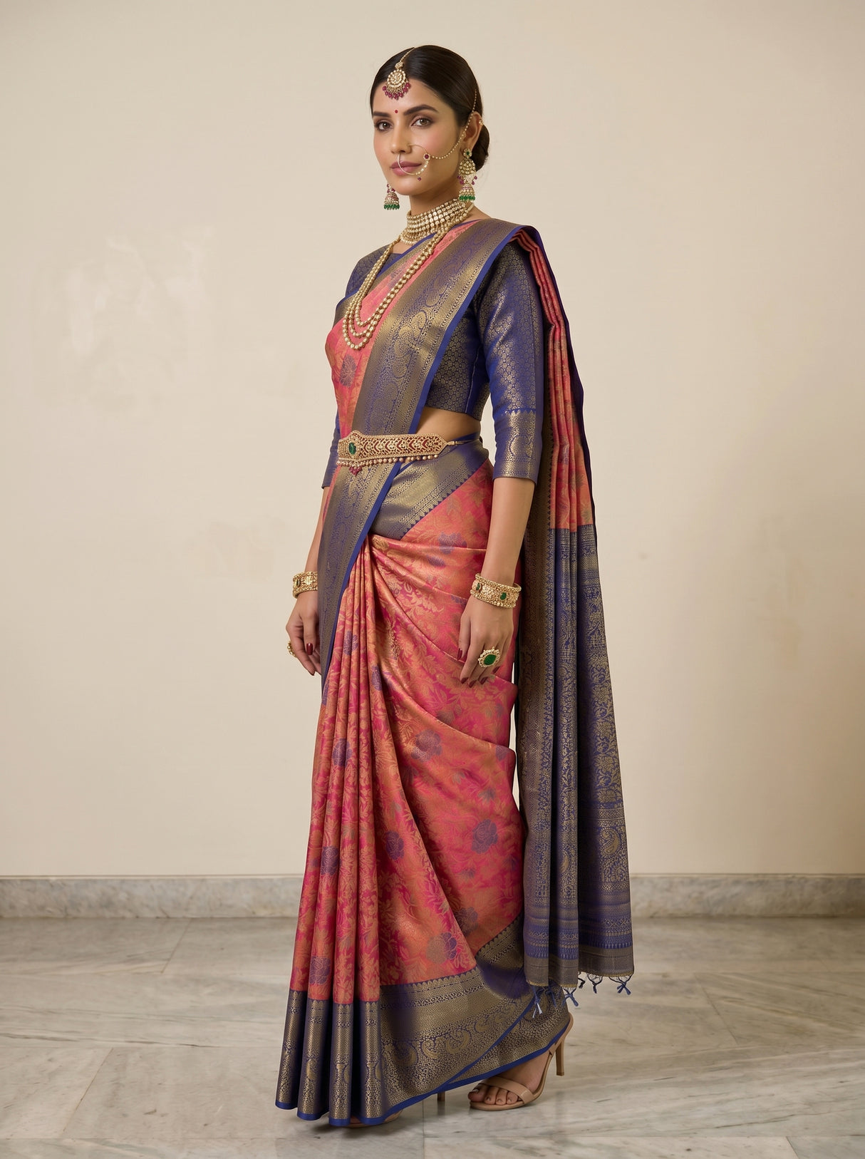 MIMOSA Rani Kanjivaram Art Silk Saree — cabinet detail