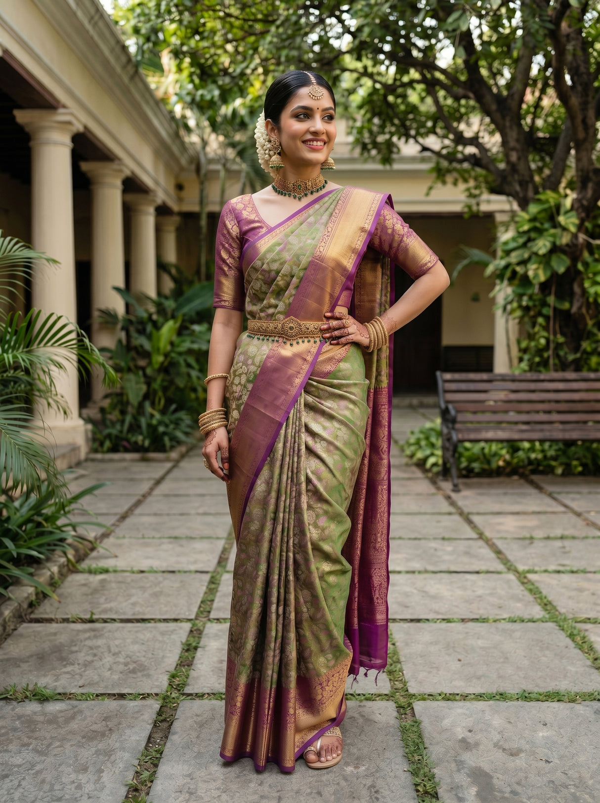 MIMOSA Green Saree Saree — pose 4 styling detail