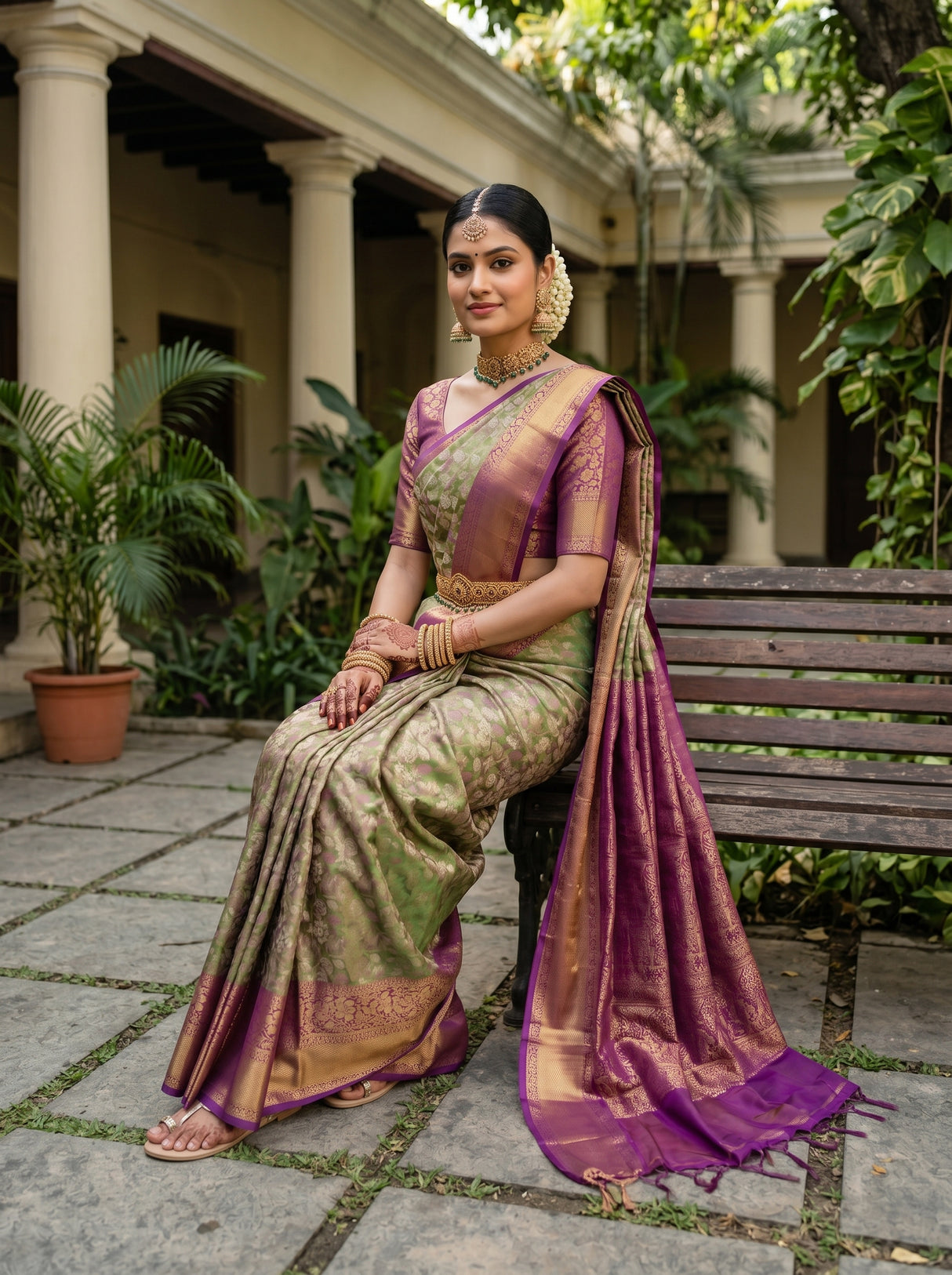 MIMOSA Green Saree Saree — pose 5 styling detail
