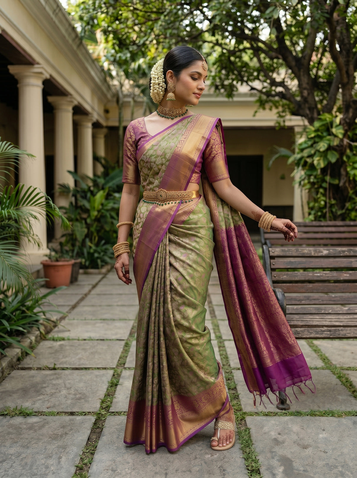 MIMOSA Green Saree Saree — pose 9 styling detail