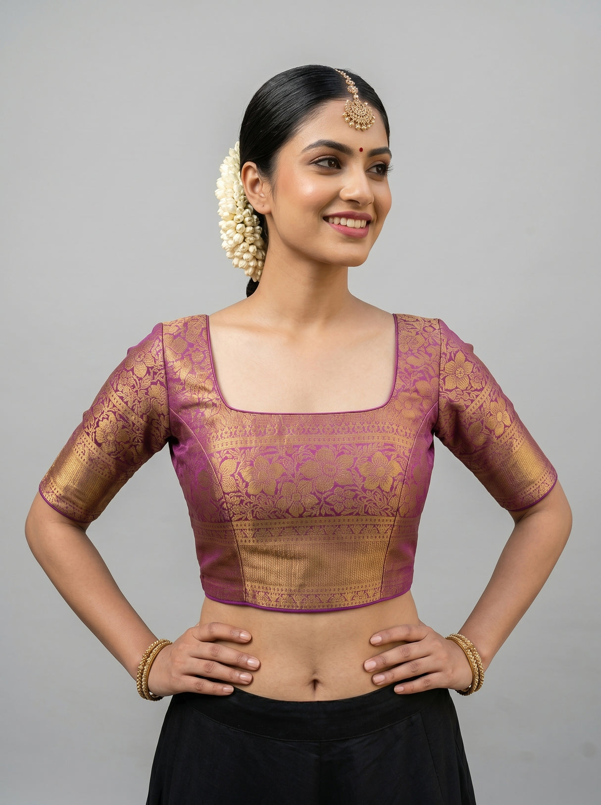 MIMOSA Green Saree Saree — blouse close-up