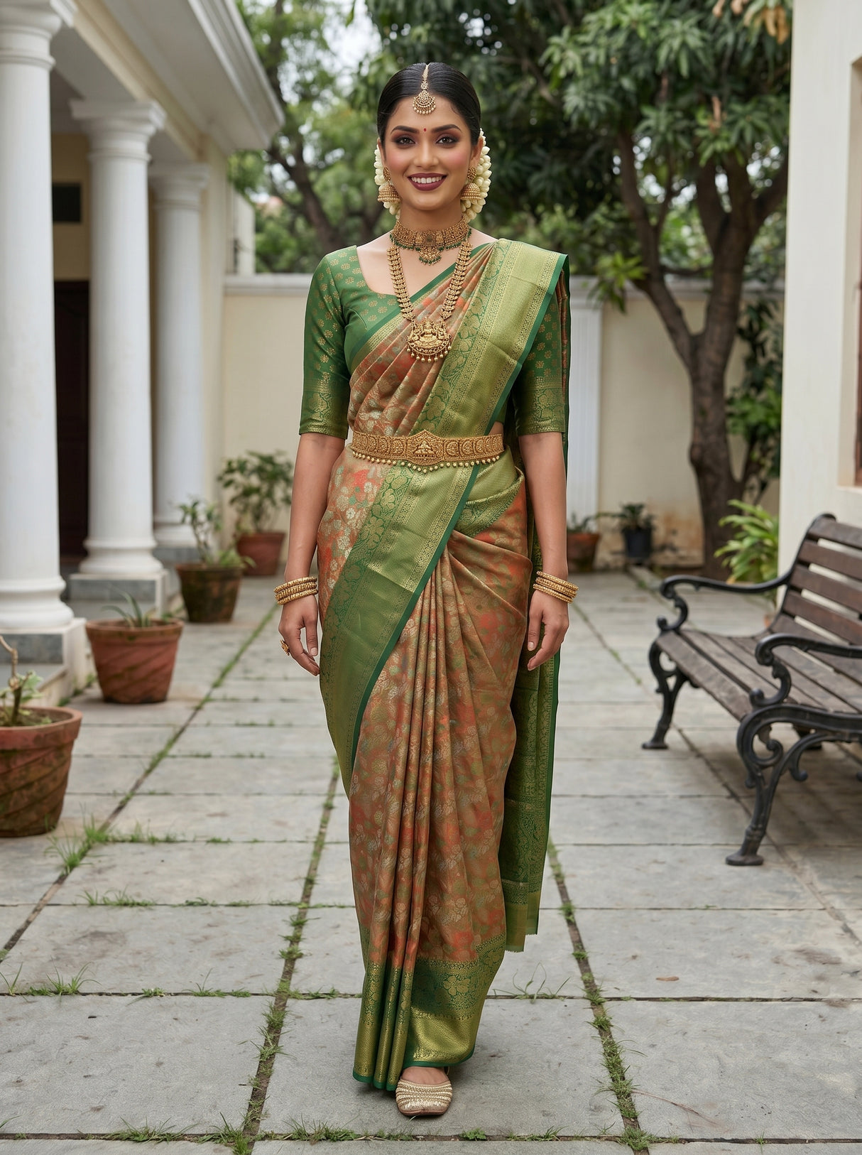 MIMOSA Orange Saree Saree — pose 6 styling detail
