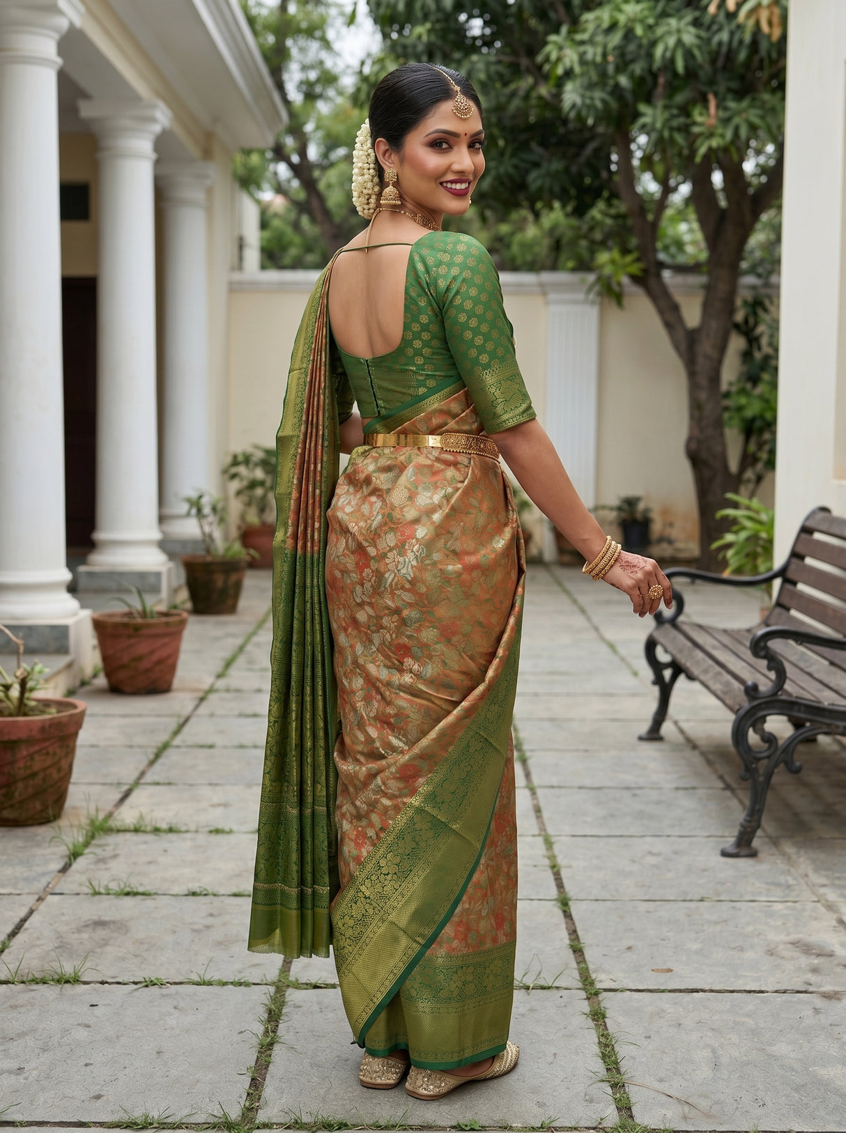 MIMOSA Orange Saree Saree — pose 7 styling detail