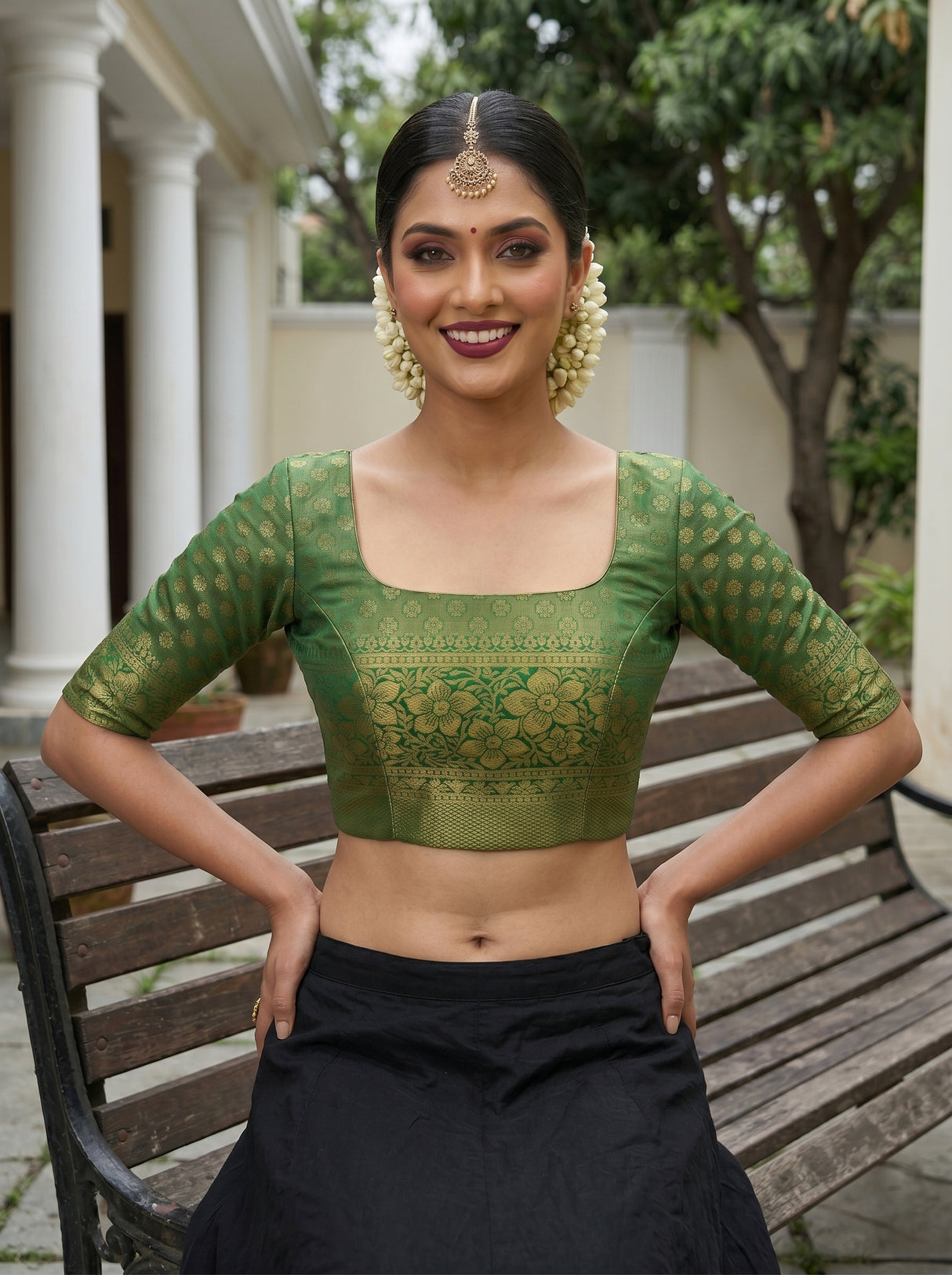 MIMOSA Orange Saree Saree — blouse close-up