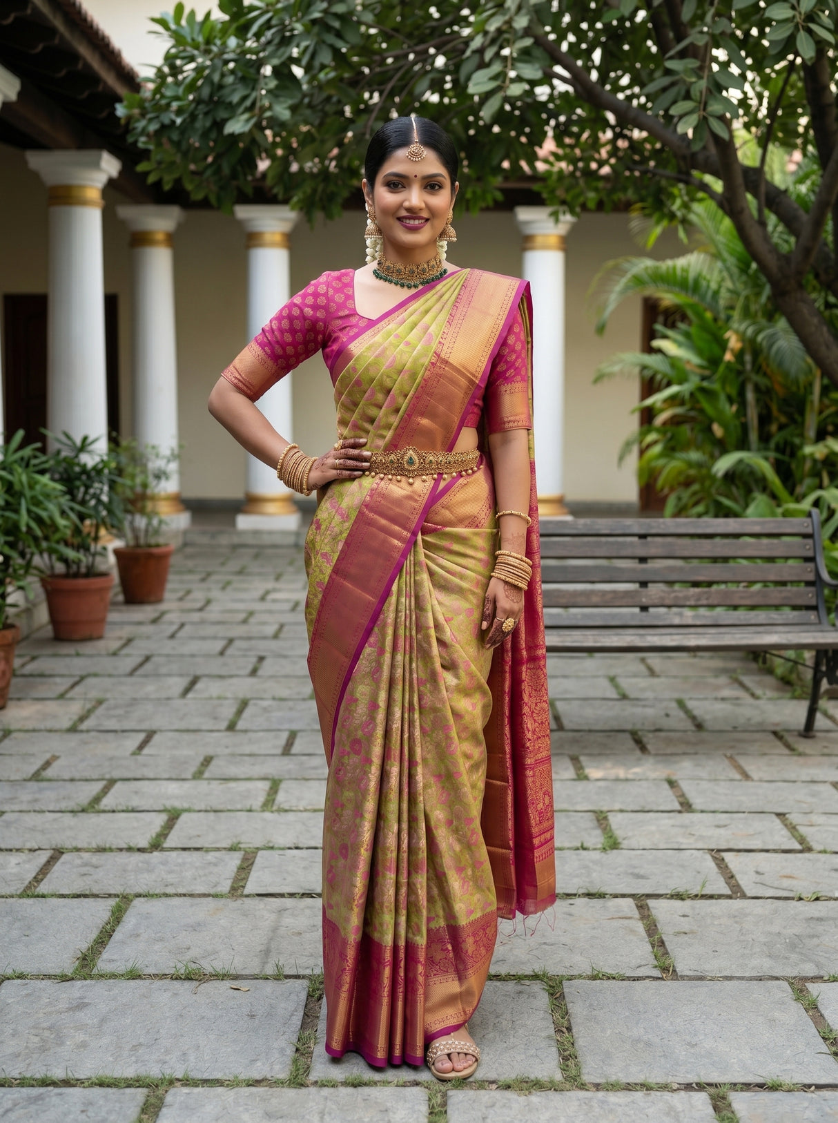 MIMOSA Parrot Green Saree Saree — pose 4 styling detail