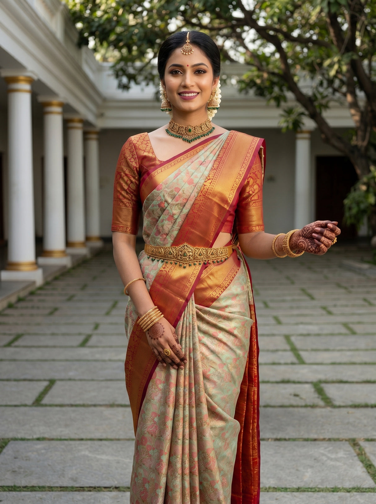 MIMOSA Pista Saree Saree — pose 10 styling detail